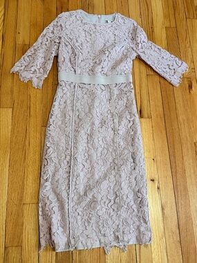 New York & Company Lace Midi Dress in Blush